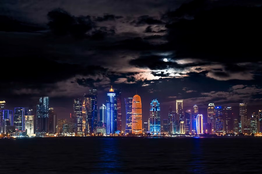 Doha skyline at night
